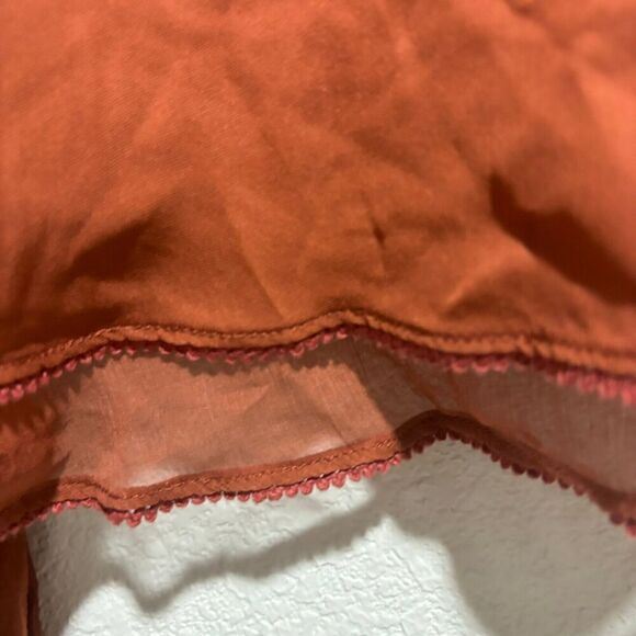 NWOT Jonathan Simkhai Silk V-Neck Blouse XS Brown Long Sleeve Ruffle Lace Detail - Picture 7 of 10